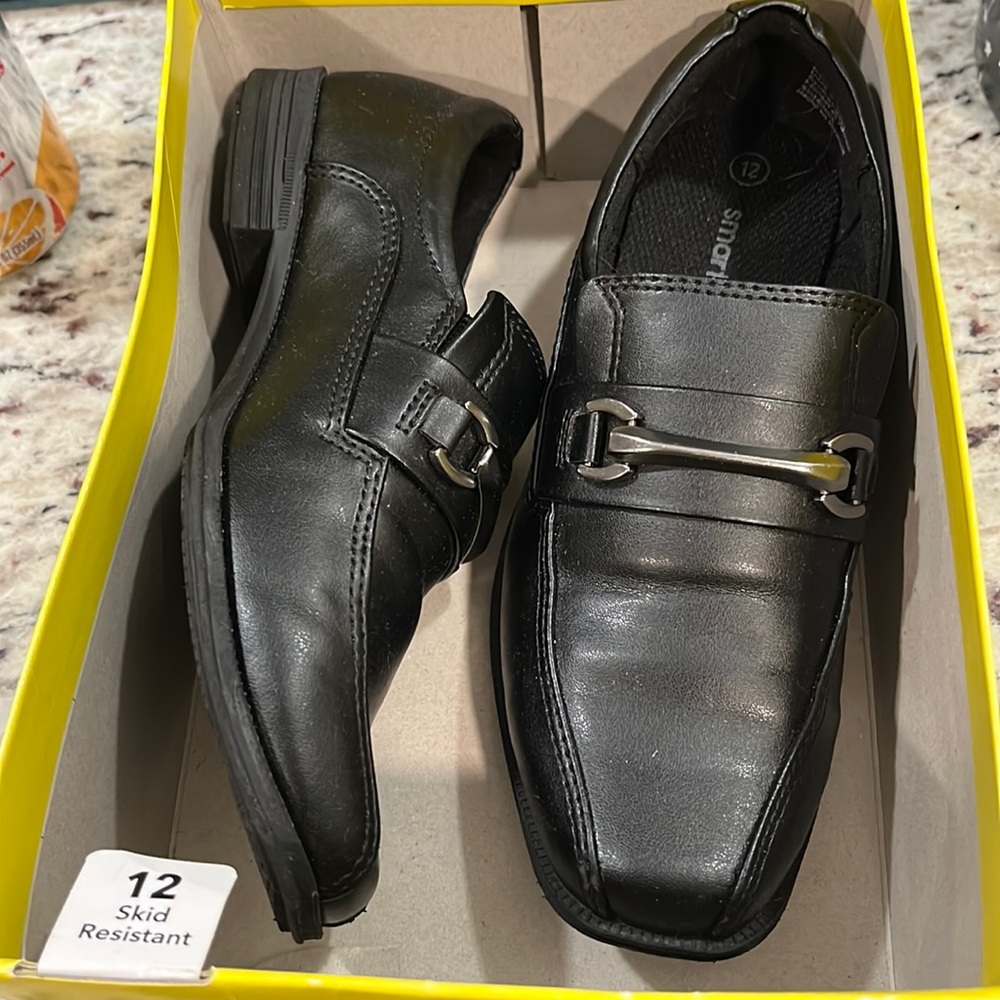 Boys slip on black loafers
